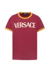 Versace Burgundy T-shirt With Ivory Logo For Kids In Burgundy