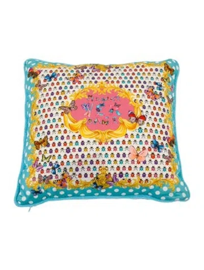 Pre-owned Versace Butterflies Double-face Cushion In Blue