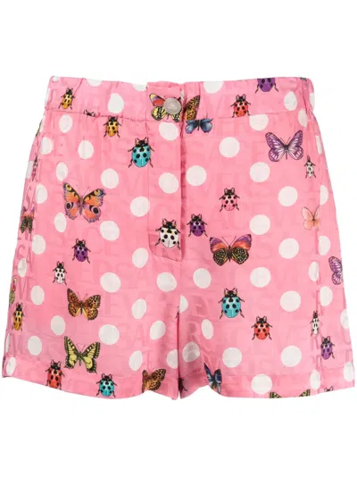 Versace Shorts With Butterflies In Pink