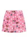 Versace Butterflies-print Silk-blend Shorts In Pink