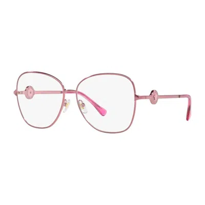 Versace Butterfly Full Rim, With A Rose Gold Frame And Clear Demo Lenses Lens. In Pink
