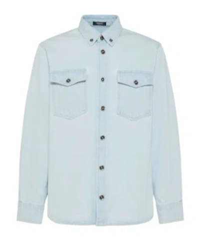 Versace Light Blue Shirt With Button