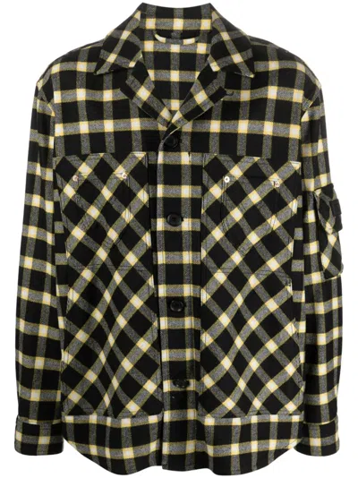 Versace Button-down Checked Shirt Jacket In Black
