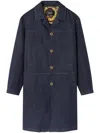 Versace Button Down Coat In Blue
