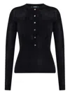 Versace Button-embellished Wool Sweater In Black