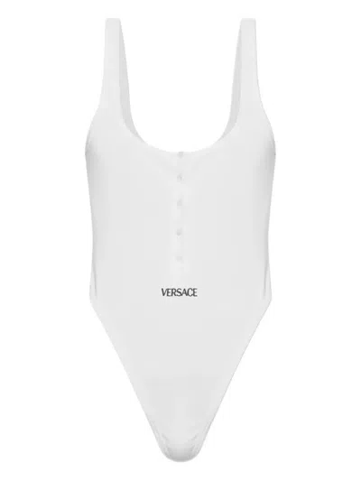 Versace Button-front Cotton Body In White