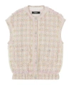 Versace Fancy Metallic Tweed Vest In Nude