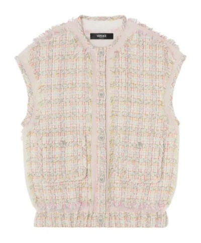 VERSACE VERSACE BUTTON-UP TWEED GILET