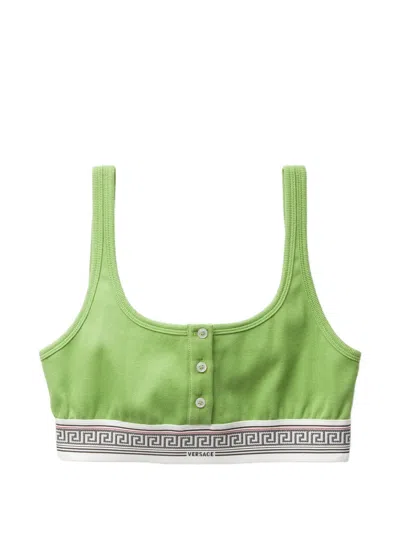 Versace Button Trim Bra In Green