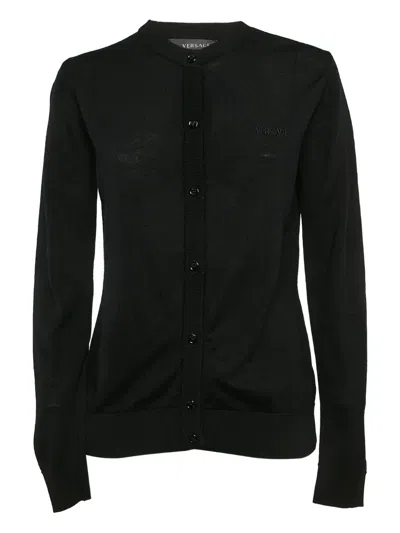 Pre-owned Versace Button-up Cardigan In Black