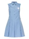 Versace Button-up Sleeveless Dress In Blue