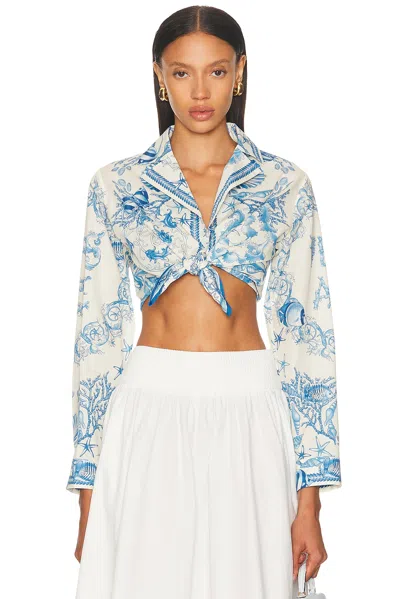 Versace Button Up Top In Blue