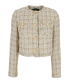 Versace Beige Cropped Jacket With Medusa Head Motif Button In Nude