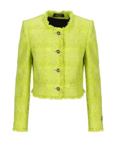 VERSACE VERSACE BUTTON-UP TWEED JACKET