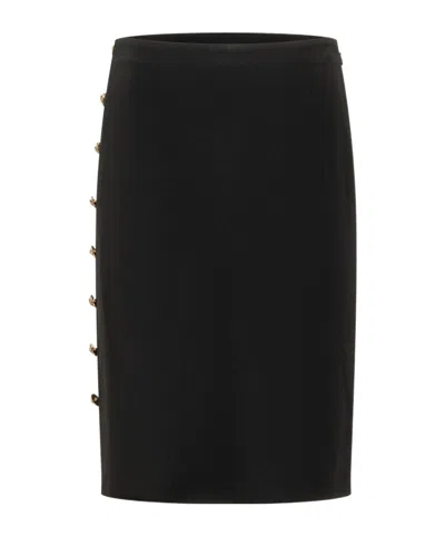 Versace Button-detailed Midi Skirt In Black