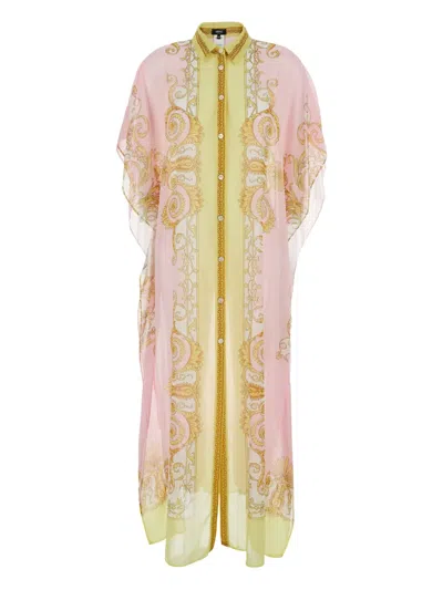 VERSACE BUTTONED BAROQUE PRINT DRESS