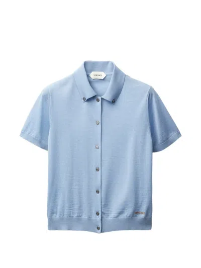 Versace Buttoned Cardigan In Blue
