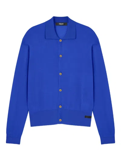 VERSACE BUTTONED COLLARED CARDIGAN