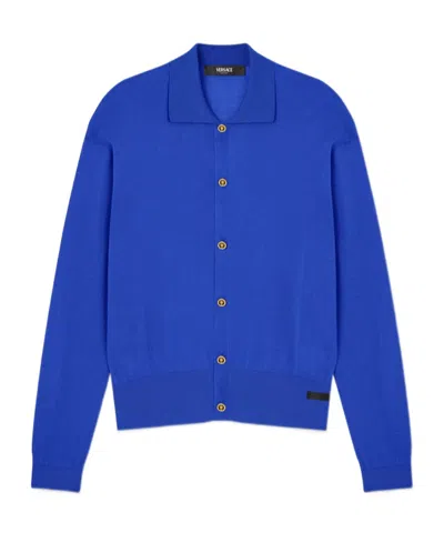 VERSACE BUTTONED COLLARED CARDIGAN