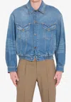 Versace Jacket Long Sleeves Elasticated Hem Chest Pockets In Blue