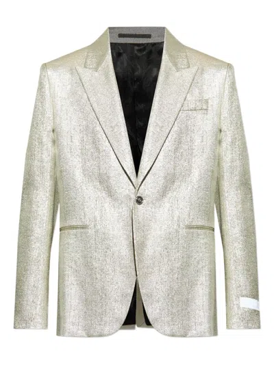 Versace Lurex Thread Single-breasted Blazer In White