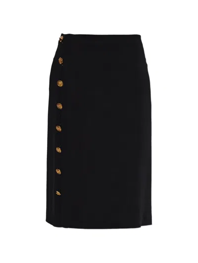 Versace Buttoned Midi Skirt In Black