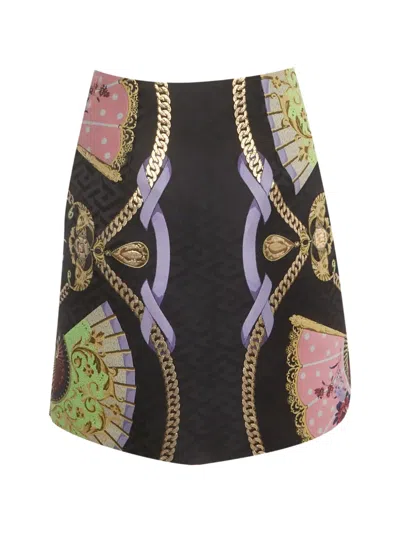 Pre-owned Versace Buttoned Mini Skirt In Black