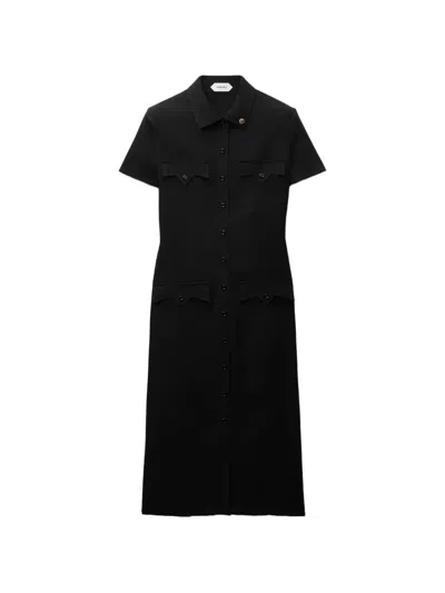 Versace Stretch Georgette Viscose Midi Dress In Black