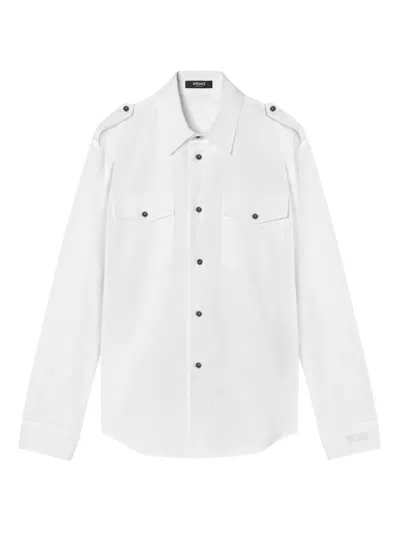 Versace Cotton Shirt With Contrasting Buttons In White
