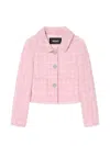 Versace Buttoned Tweed Jacket In Pink