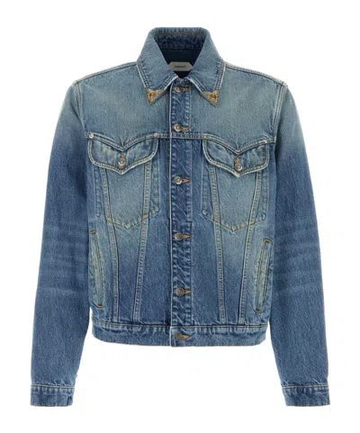 Versace Button-up Denim Jacket In Blue