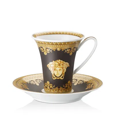 Versace By Rosenthal I Love Baroque Nero Coffee Cup & Saucer In Black