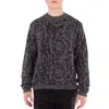 Versace Melange Crew-neck Sweater With Baroque Motif In Gray