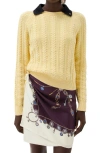 Versace Cable-knit Contrasting-collar Sweater In Yellow
