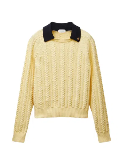 VERSACE CABLE-KNIT CONTRASTING-COLLAR SWEATER
