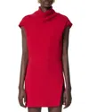 Versace Turtleneck Cap-sleeve Cady Slit Mini Dress In Lipstick Red