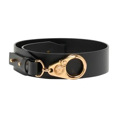 Versace Calf Leather Belt In Black