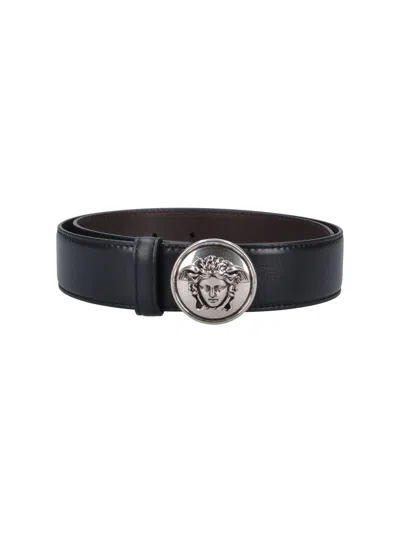 Versace Calf Leather Belt For Women In Black