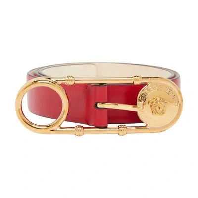 Versace Calf Leather Belt In Red