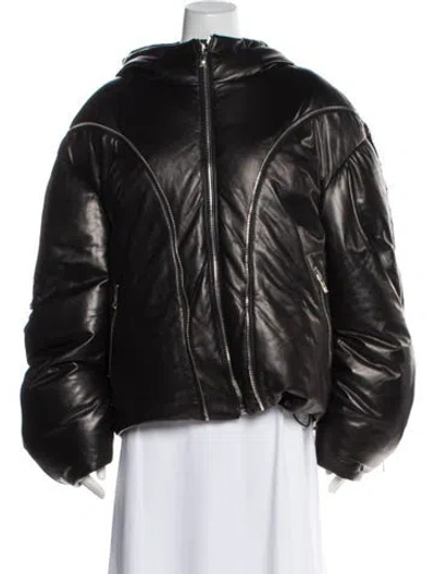 Pre-owned Versace Calf Leather Biker Jacket W/ Tags In Black