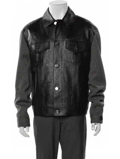 Pre-owned Versace Calf Leather Jacket W/ Tags In Gray
