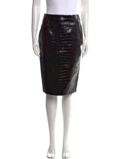 Pre-owned Versace Calf Leather Knee-length Skirt In Black