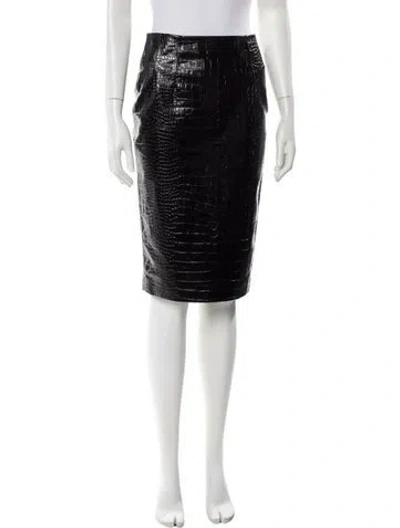 Pre-owned Versace Calf Leather Knee-length Skirt In Black