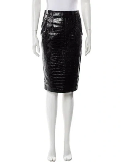 Pre-owned Versace Calf Leather Mini Skirt In Black