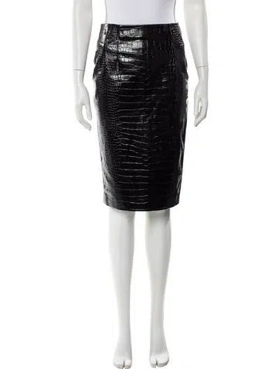 Pre-owned Versace Calf Leather Mini Skirt In Black