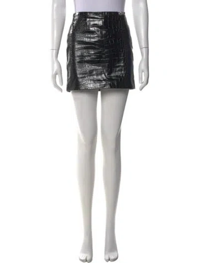 Pre-owned Versace Calf Leather Mini Skirt In Black