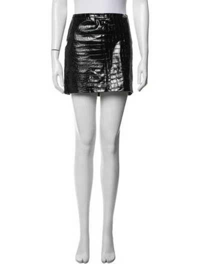 Pre-owned Versace Calf Leather Mini Skirt In Grey