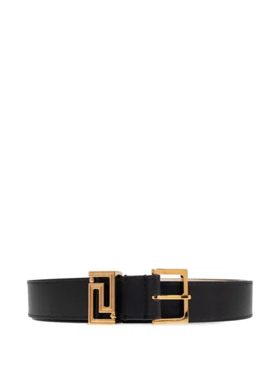 Versace Calf Leather Mm 30 Belt Accessories In Black