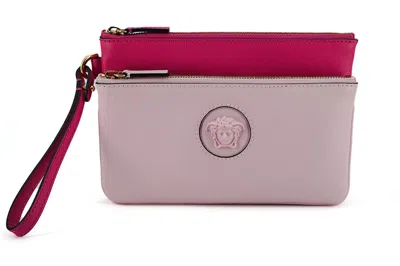 Versace Calf Leather Pouch Women's Bag In Pink