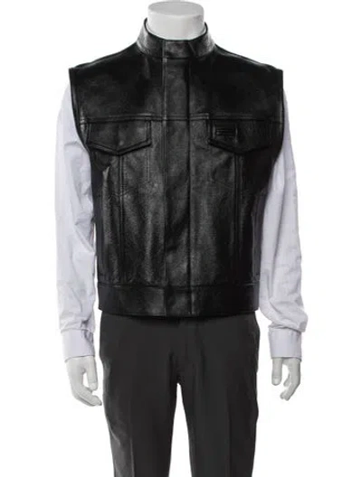 Pre-owned Versace Calf Leather Vest In Black